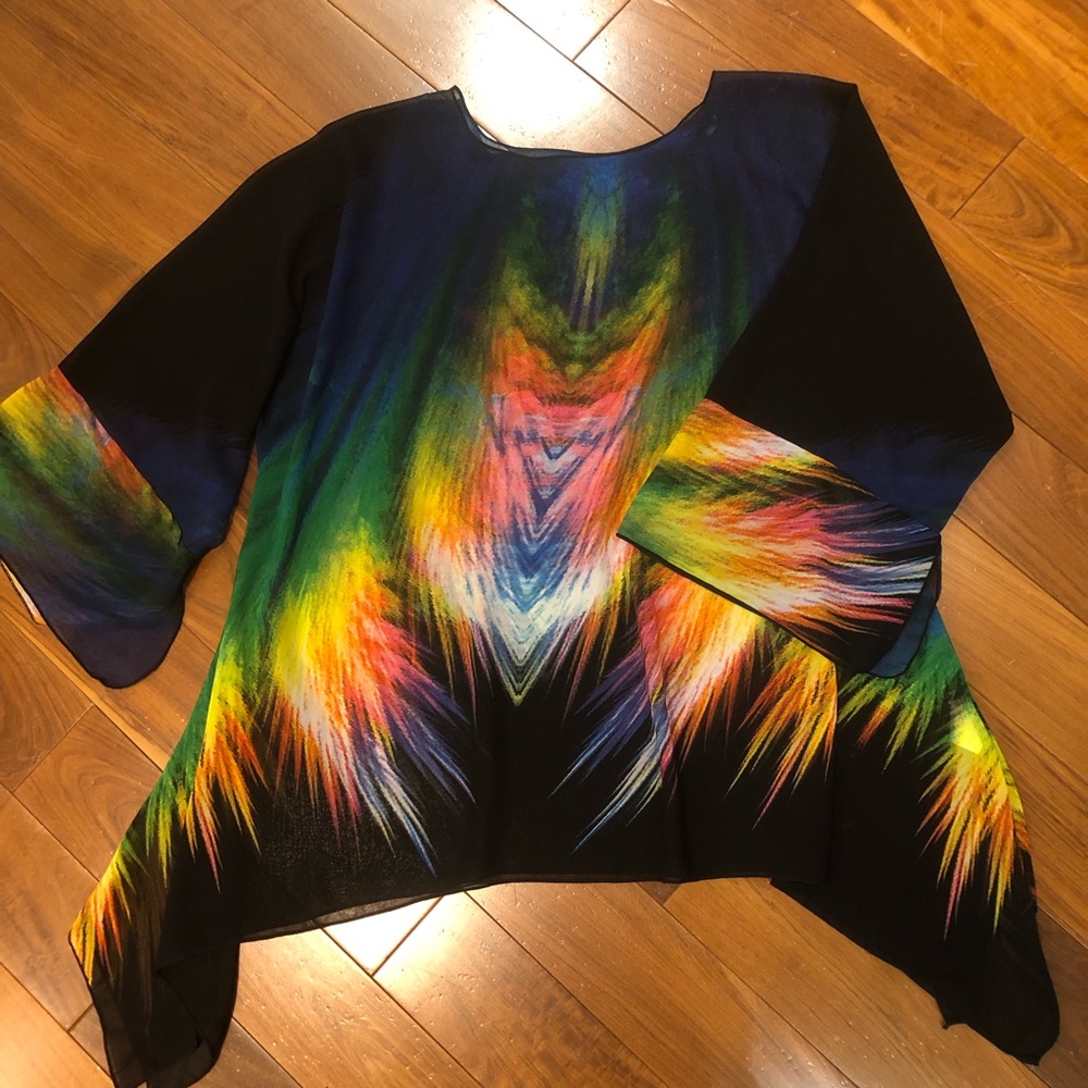 Lior sheer peacock blouse